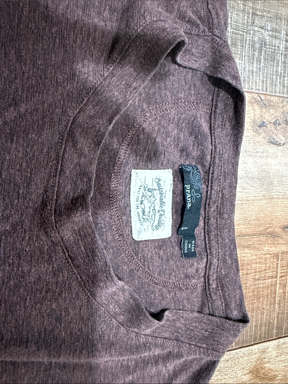 Prana Women's Short Sleeve Tee in Heather Plum Brown - Picture 2 of 6